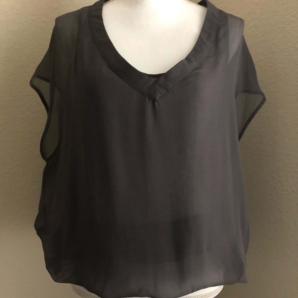 Gray Sheer Loose Waist Top. Worn Once
